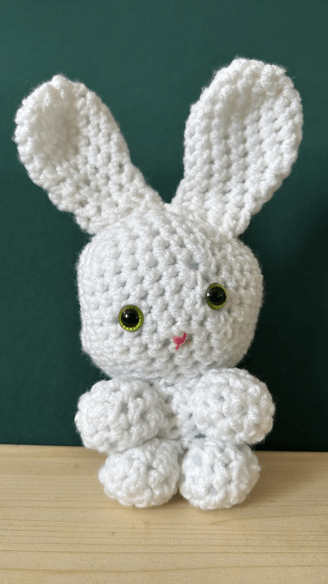 Large Woven Rabbit - White with Green Eyes