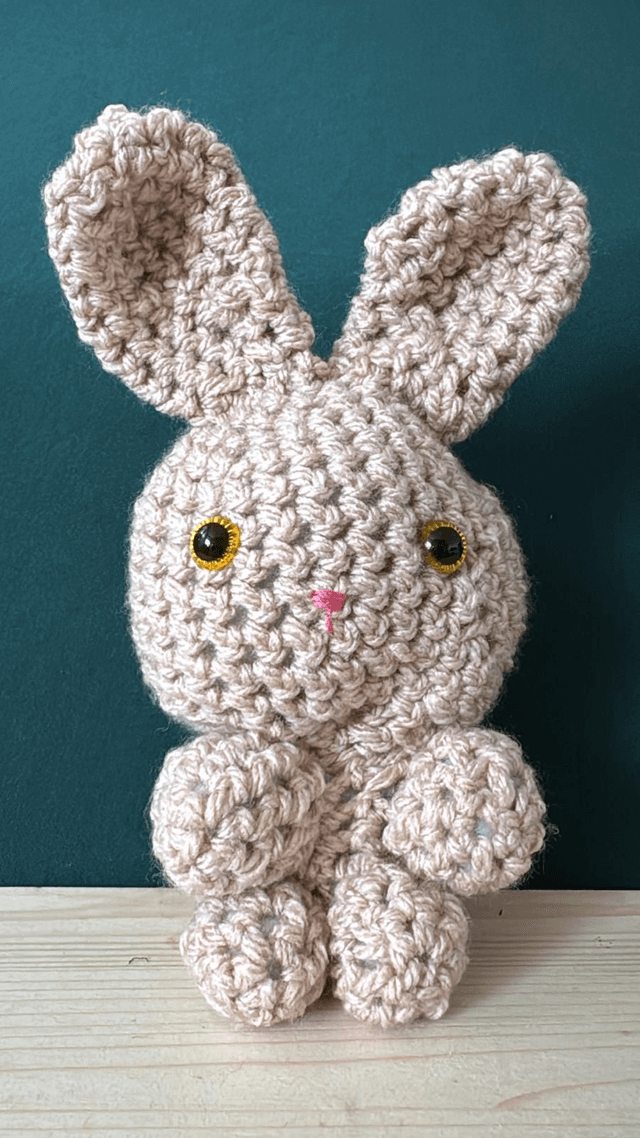 Large Woven Rabbit - Beige with Yellow Eyes
