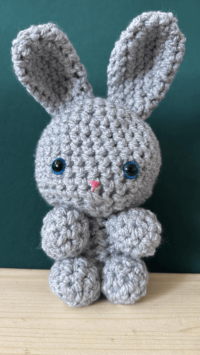 Large Woven Rabbit - Grey with Blue Eyes