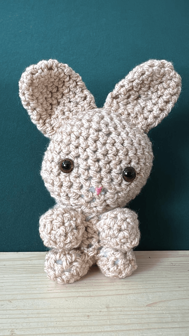 Large Woven Rabbit - Beige with Brown Eyes